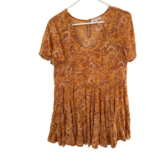 Patrons of Peace Orange Paisley V Neck Floral Pattern Knee Length Dress Womens S - Picture 6 of 7